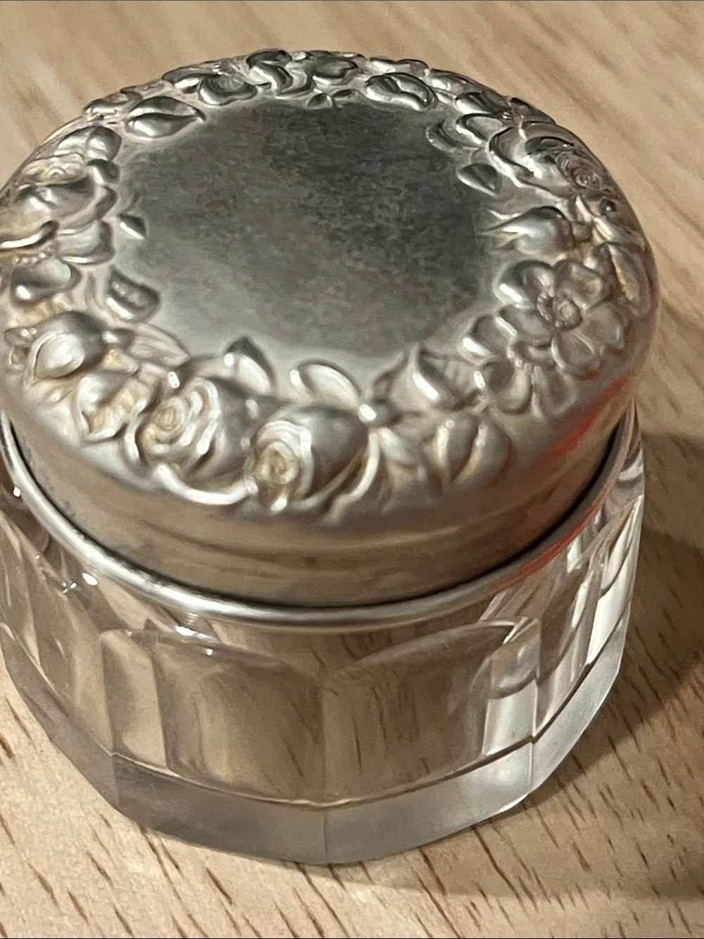 Vintage sterling silver top glass jar 2”. - Picture 3 of 3